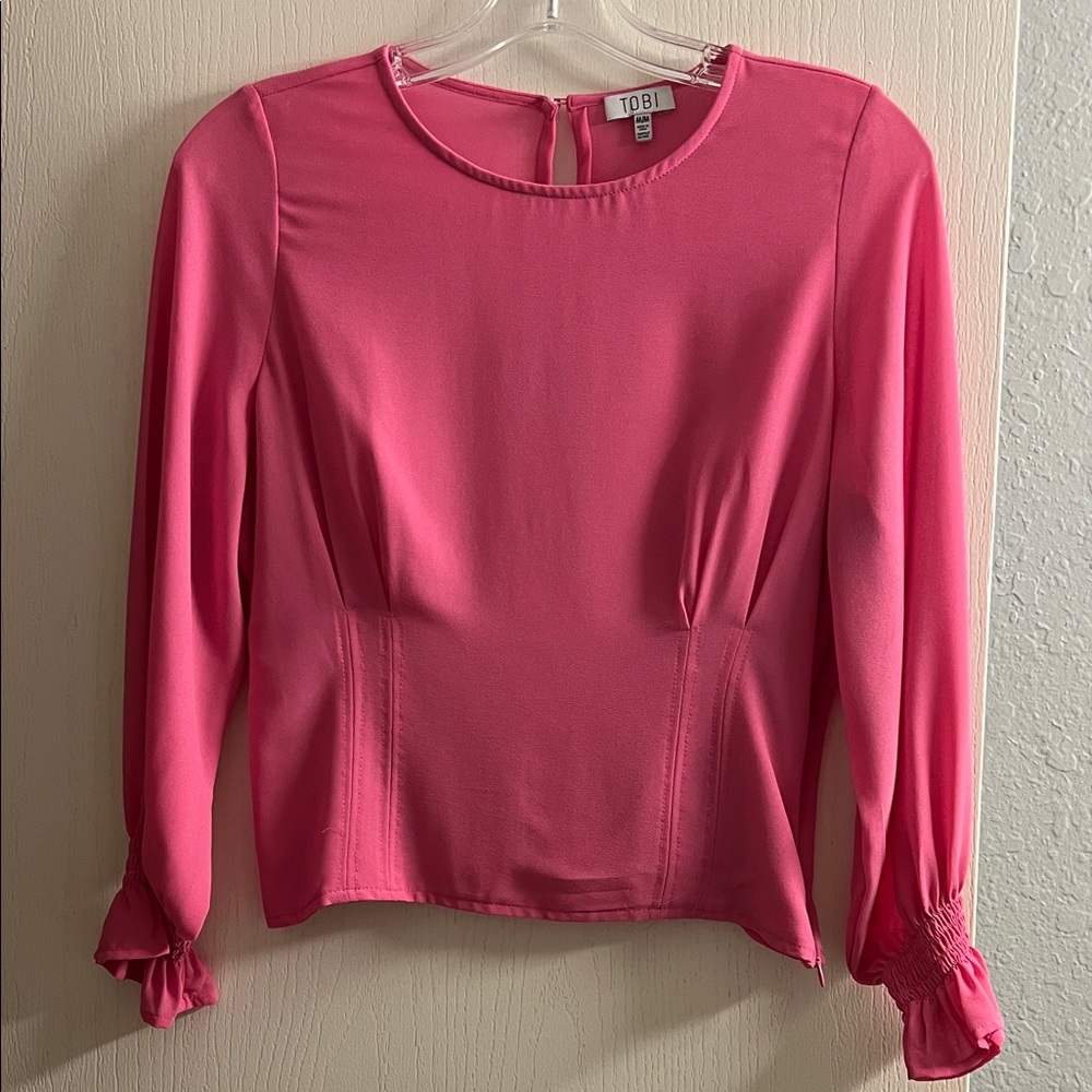 Tobi Fuchsia Long Sleeve Blouse